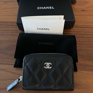 Chanel Coin Purse - brand new black quilted lambskin w/ silver hardware